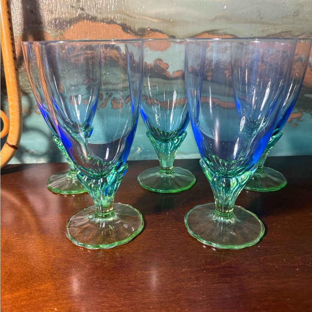 Set of 5 vintage Bormioli Rocco Bahia goblets